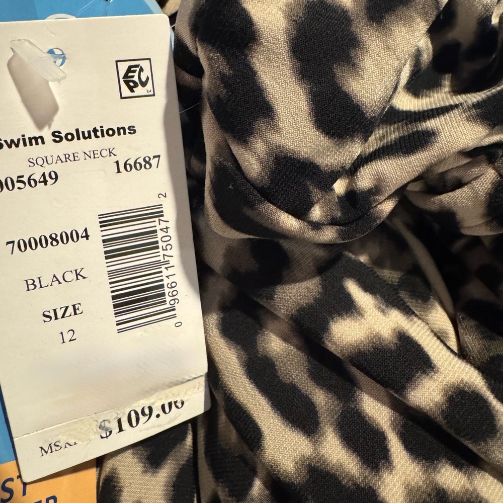 NWT‎ Swim Solutions Women’s Tummy Control Square Neck Swim Dress Animal Print - Picture 6 of 8
